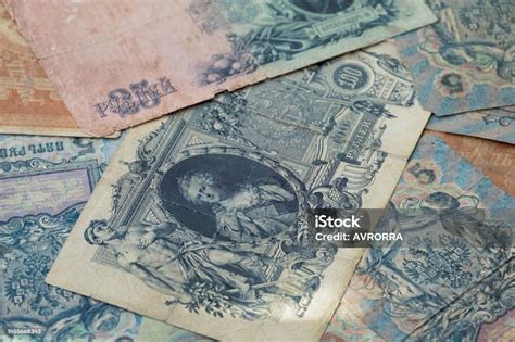 Old Paper Money Of The Russian Empire Of The 19th Century Background