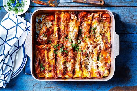 Ricotta And Spinach Cannelloni With Tomato Sugo Recipes Delicious