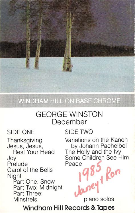 George Winston - December (1982, Cassette) | Discogs