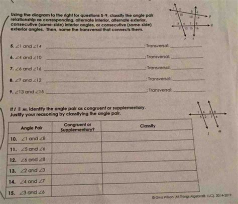 Solved Using The Diagram To The Right For Questions 5 9 Classify The