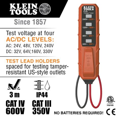 Klein ET45VP AC DC Voltage And RT210 GFCI Receptacle Outlet Test Kit