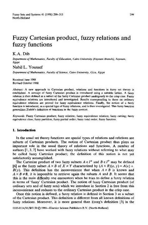 PDF Fuzzy Cartesian Product Fuzzy Relations And Fuzzy Functions