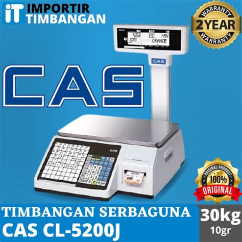 Jual Timbangan Digital Print Label CAS CL 5200J Buah Mall Carrfour 15