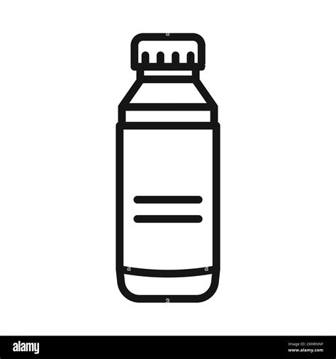 Cough Syrup Icon Black Line Art Vector In Black And White Outline Set