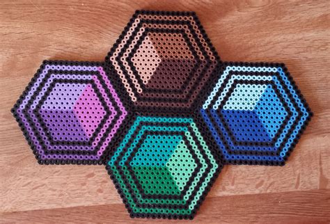 Perler Hexagon Coasters Perler Beads Diy Perler Beads Hama Beads