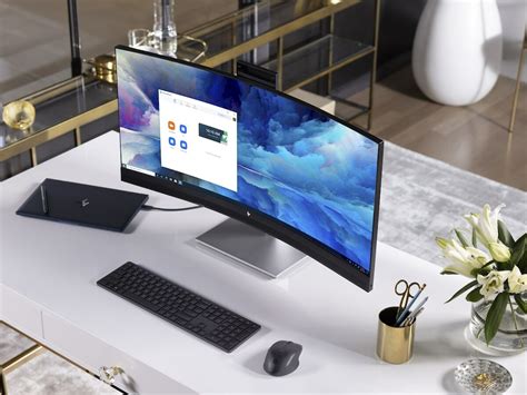 Hp E M G Wqhd Curved Usb C Conferencing Monitor Contains Recycled