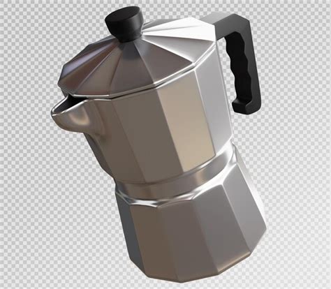 Renderización 3d de la olla de café moka aislada Archivo PSD Premium