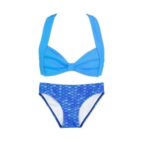 Fin Fun Mermaid Clamshell Bikini Set Crystal Arctic Blue Cuddles