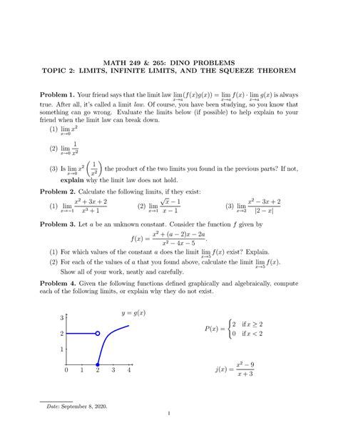 Dino Problem Math 249 And 265 Dino Problems Topic 2 Limits Infinite