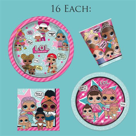 Buy Lol Birthday Party Supplies Set Dinner And Cake Plates Cups