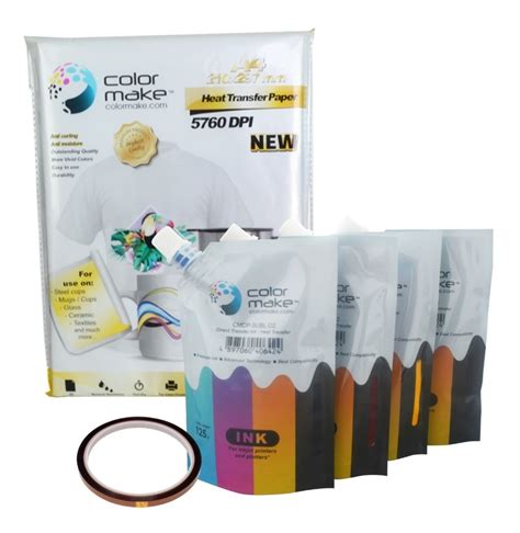 Kit 4 Tintas Sublimación Color Make 125 Ml Papel Cinta Full PAPIRA