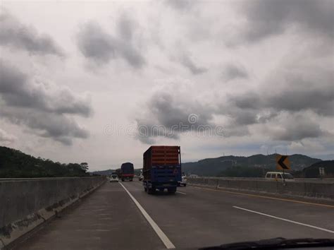 Toll Road Section Jakarta Indonesia With Aesthetic Cloud Views