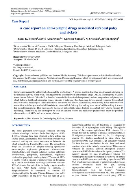 Pdf A Case Report On Anti Epileptic Drugs Associated Cerebral Palsy