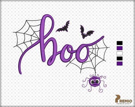 Halloween Boo Embroidery Design Spooky Season Boo With Spider Etsy