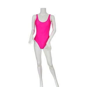 S Hot Pink Neon One Piece Lycra Spandex Swimsuit I Bathing Suit I Sz Sm Etsy