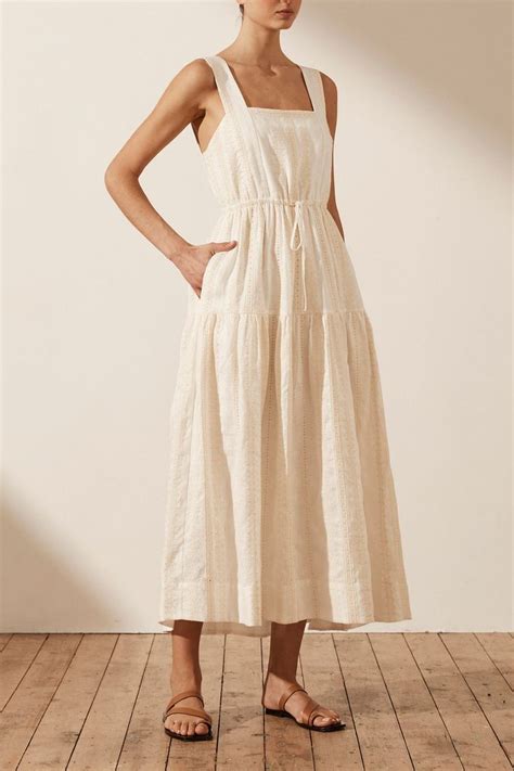 Luana Linen Square Neck Midi Dress Ivory Dresses Shona Joy