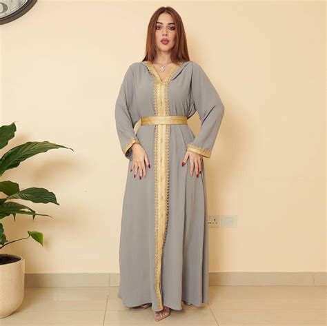 Royal Moroccan Dubai Kaftan Abaya Maxi Hood Jubah Zari Etsy