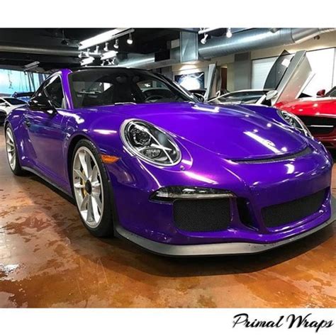 Porsche GT3 Wrapped In Gloss Plum Explosion Vinyl Vinyl Wrap 3M