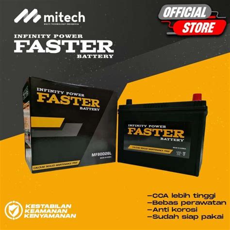 Jual Aki Mobil 80D26L Nx110 5L Faster Battery Aki Kering 12V 70Ah