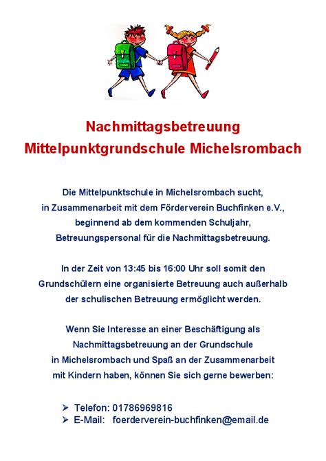 Nachmittagsbetreuung Mittelpunktgrundschule Michelsrombach Berufliche