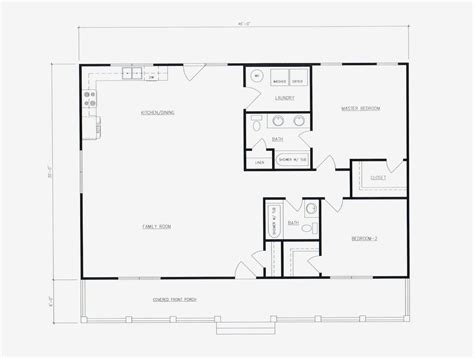 Simple Little 2 Bedroom 2 Bath Cabin 1380 Square Feet With Open Floor
