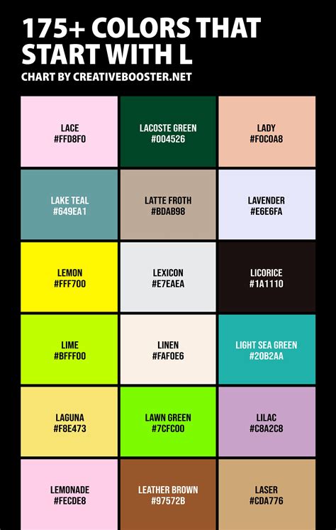 175 Colors That Start With L Names And Color Codes Cores