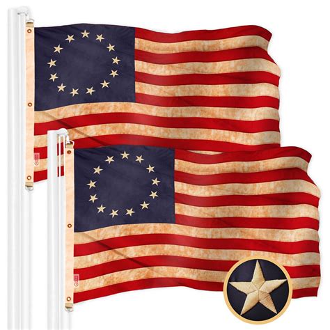 G128 2 Pack Betsy Ross Tea Stained Flag 6x10 Ft ToughWeave Pro