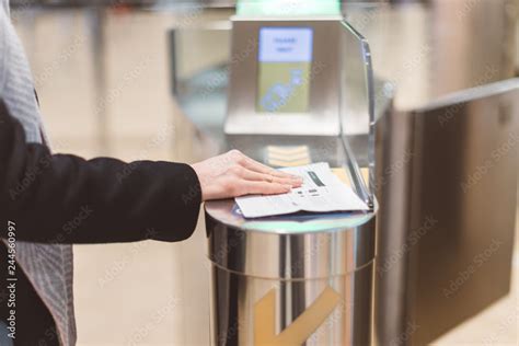 Electronic Boarding Pass And Passport Control In The Airport Hand