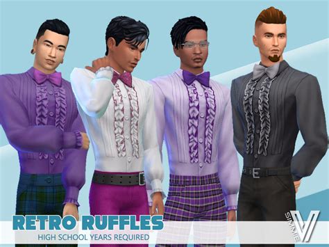 The Sims Resource Retro Ruffle Tuxedo Shirt