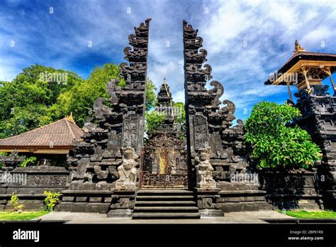 Traditional Hindu Temple With Beautiful Gate Bali Indonesia Stock