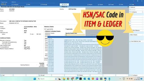 HSN SAC Code List At Entry Time Tally Prime TDL 91st Tally Small