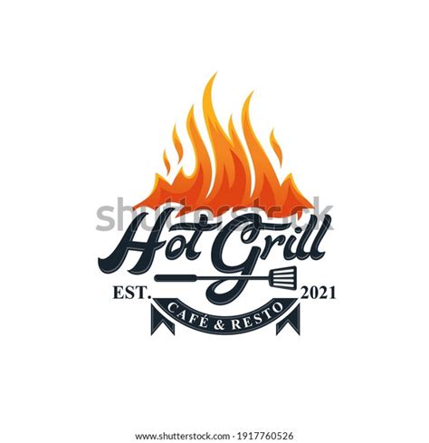 Hot Grill Logo Design Vector Template Stock Vector Royalty Free