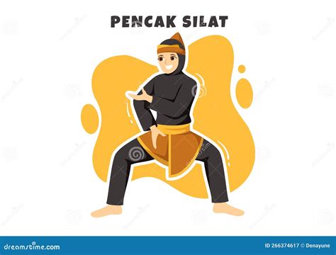 Illustration Of Pencak Silat Athletes Combining In An Art Movement