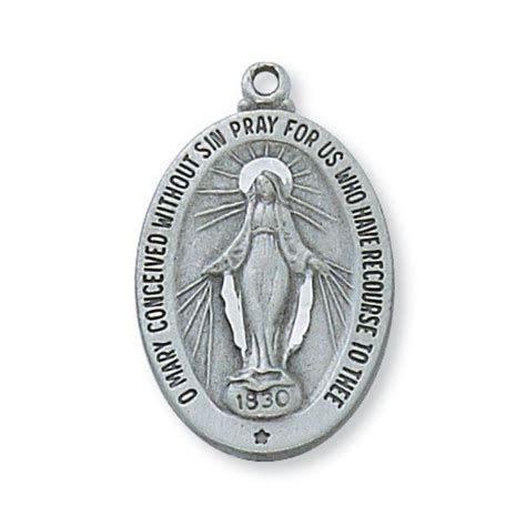 Pewter Miraculous Medal With 18 Inch Chain Miraculous Medal