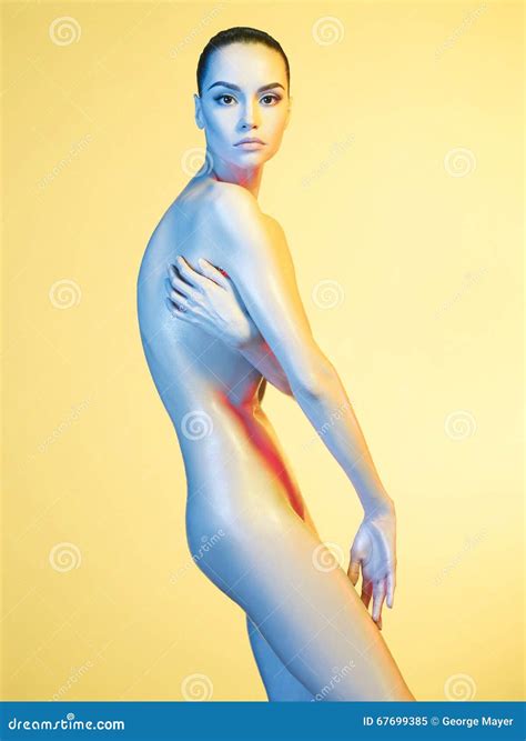 Elegant Nude Model In The Light Colored Spotlights Stock Image Image Of Cool Elegance