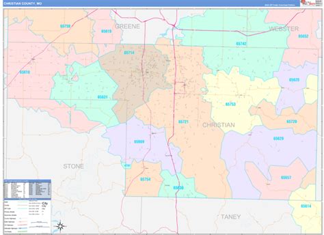 Christian County, MO Wall Map Color Cast Style by MarketMAPS - MapSales