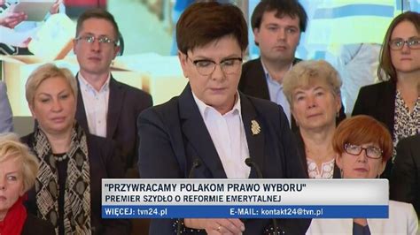 Beata Szydło o niższym wieku emerytalnym TVN24 Biznes