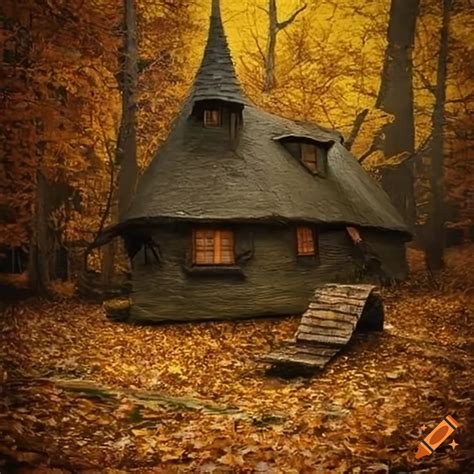 Autumn Forest With A Witch Cottage On Craiyon