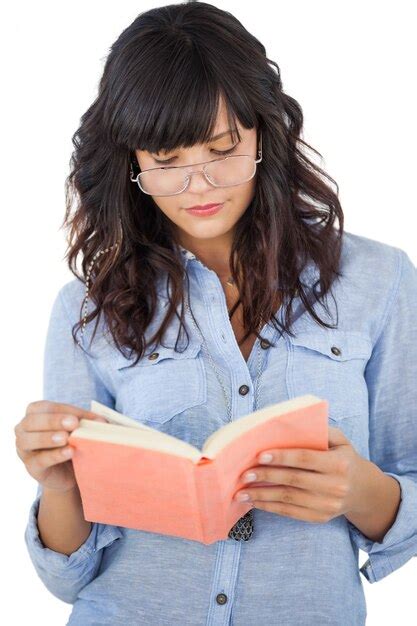 Premium Photo Young Woman Wearing Glasses And Reading Her Book