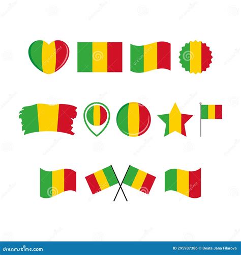 Mali Flag Icon Set Vector Isolated On A White Background Stock