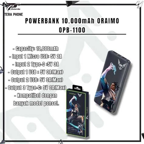 Jual POWERBANK 10 000mAh 15W ORAIMO X MOBILE LEGENDS OPB P1100 Shopee