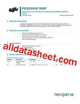 PESD5V0F1BSF Datasheet PDF Nexperia B V All Rights Reserved