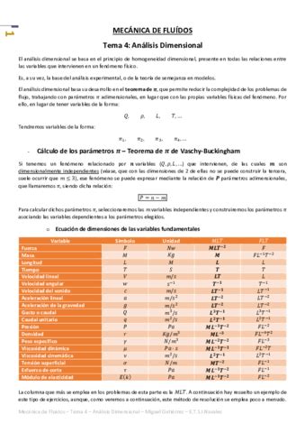 Mecánica de Fluidos Tema 4 Análisis Dimensional pdf