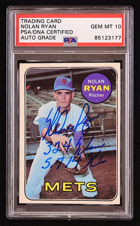 Nolan Ryan Signed Topps Inscribed Wins K S