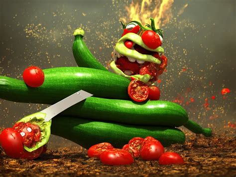 Highly Detailed 3 D Render Of A Raging Zucchini Stable Diffusion