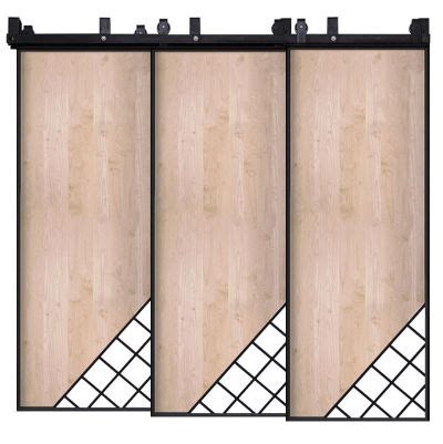 Farmhouse French Full Glass Triple Bypass Barn Doors Rustica