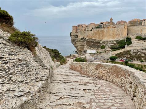 Old Town Of Bonifacio Built On Cliff Rocks Corsica France Stock