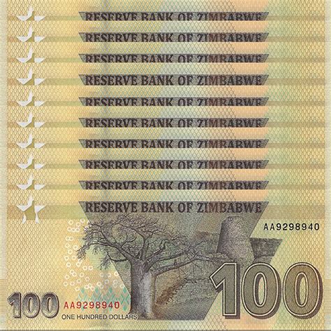 Zimbabwe 10 X 100 Dollars 2020 2022 P106 UNC 10 PCs EBay