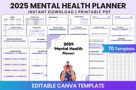 Canva Mental Health Planner Designs Graphics