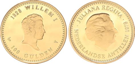 1978 Niederländische Antillen 100 Gulden Gold Königin Juliana Proof in